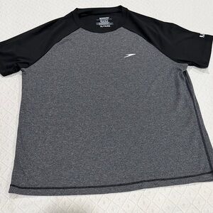 Speedo Men's Charcoal and Black Short Sleeve Tee